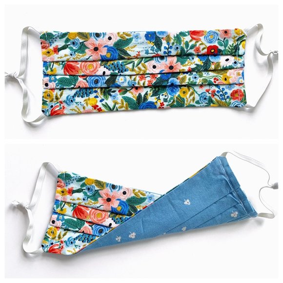 Accessories - LAST ONE! Reversible Floral Blue Clover Face Mask